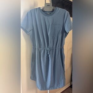 Eddie Bauer blue tie waist shirt dress shorts sleeve cool large